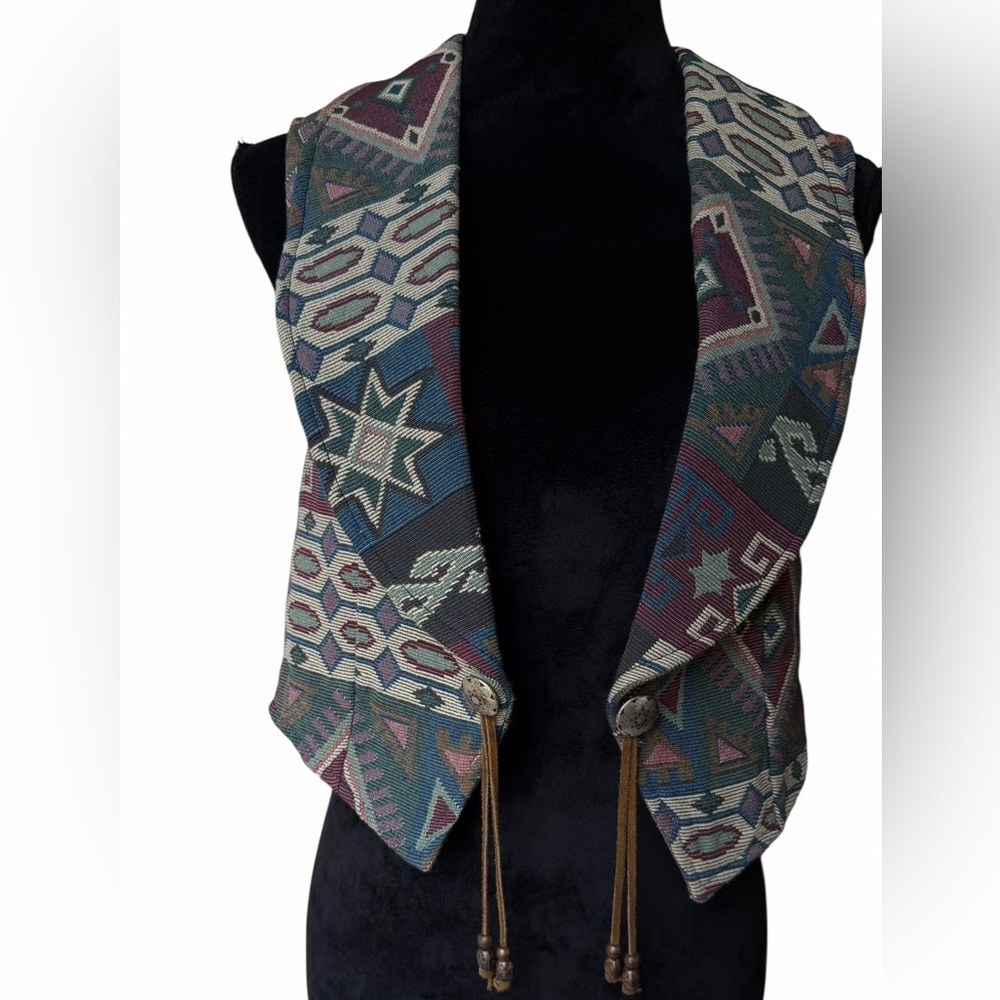 Vintage  Sweet Grass Navajo or southwestern style tapestry vest Size Small
